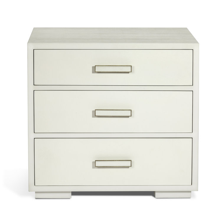 Portia Snow-White Resin Cast Snakeskin 3-Drawer Nightstand