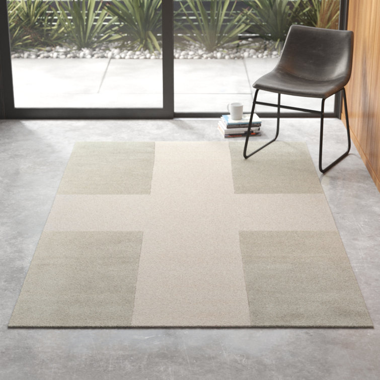 Gray and Off-White Hand-Tufted Wool Area Rug