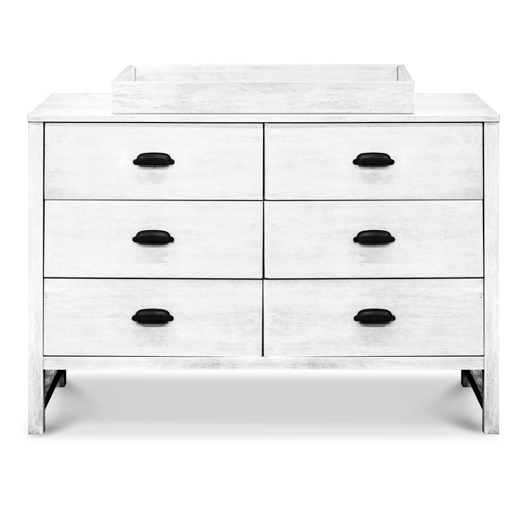 Cottage White Farmhouse Double Dresser with 6 Drawers