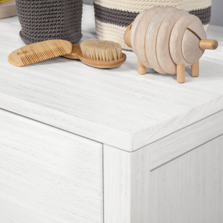 Cottage White Farmhouse Double Dresser with 6 Drawers