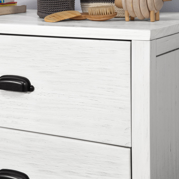 Cottage White Farmhouse Double Dresser with 6 Drawers