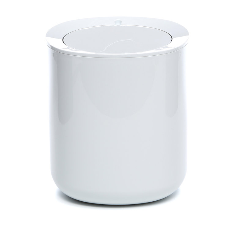Minimalist White Plastic Bathroom Waste Bin