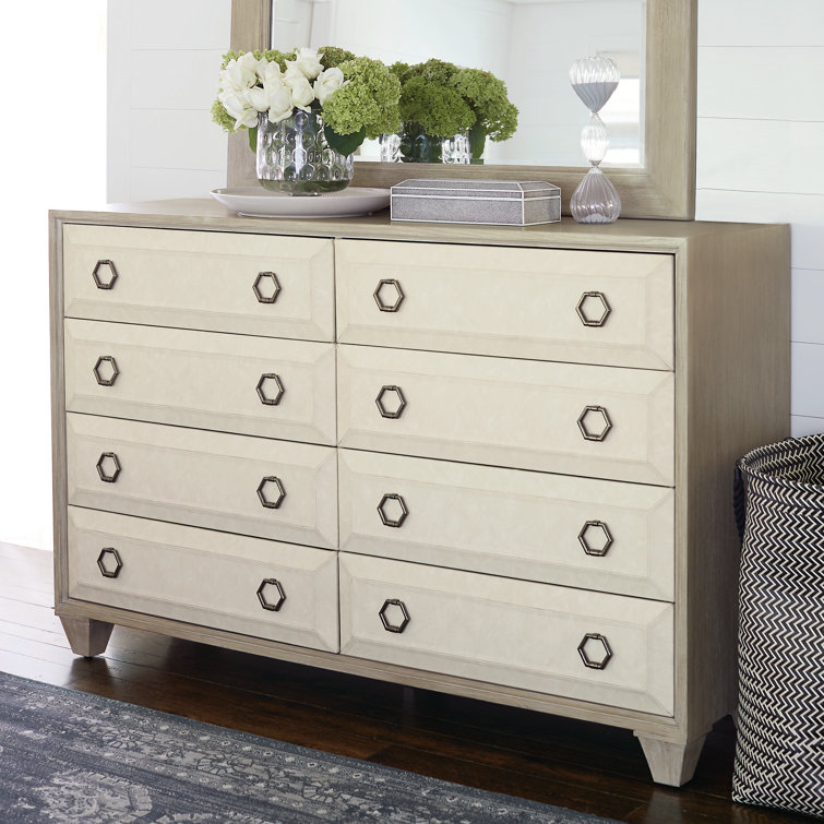 Santa Barbara White Double Dresser with Oak Frame