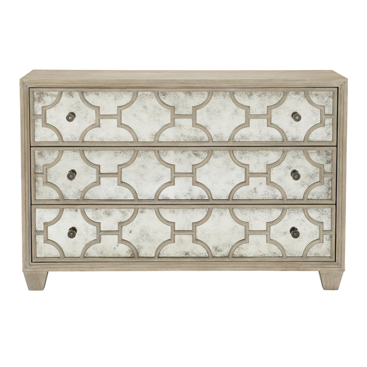 Santa Barbara Mirrored 3-Drawer Light Wood Dresser