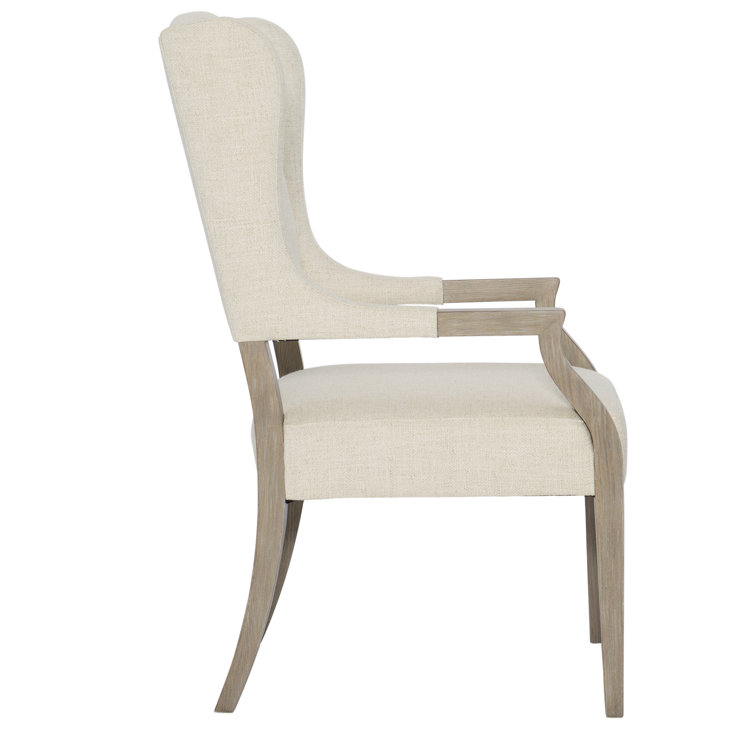 Handcrafted White Sandstone Wood Dining Arm Chair