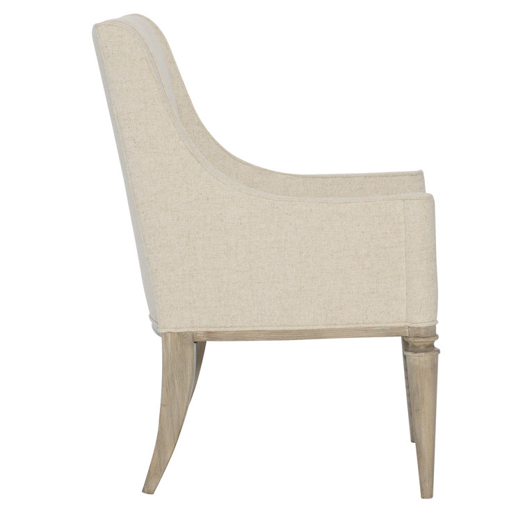 Ivory Linen Upholstered Arm Chair with Sandstone Wood Finish