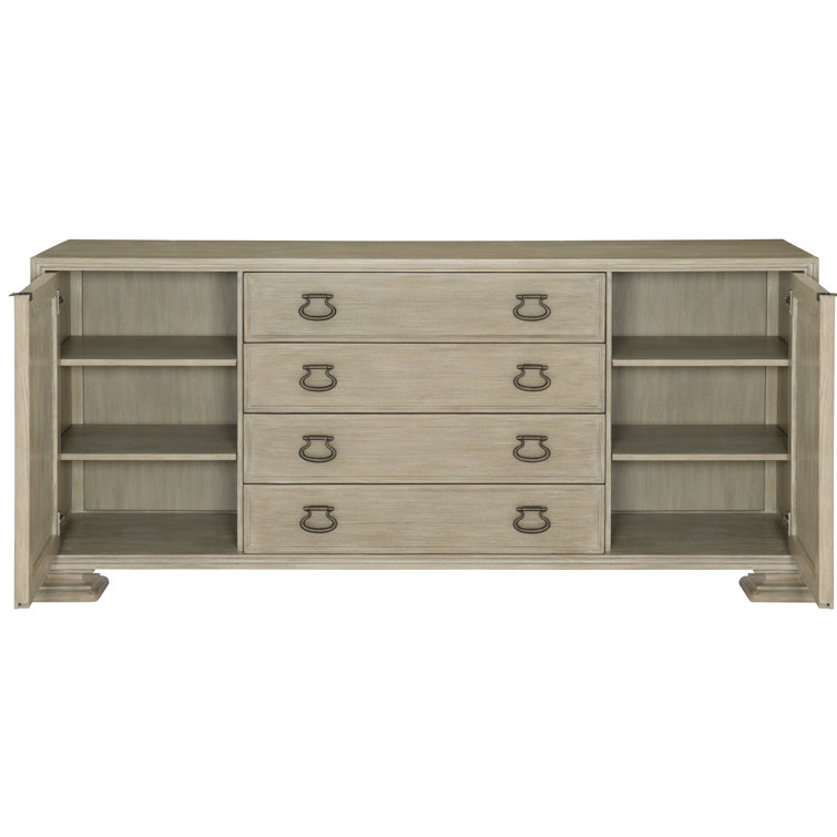 Santa Barbara Transitional Mirrored 4-Drawer Buffet in Sandstone
