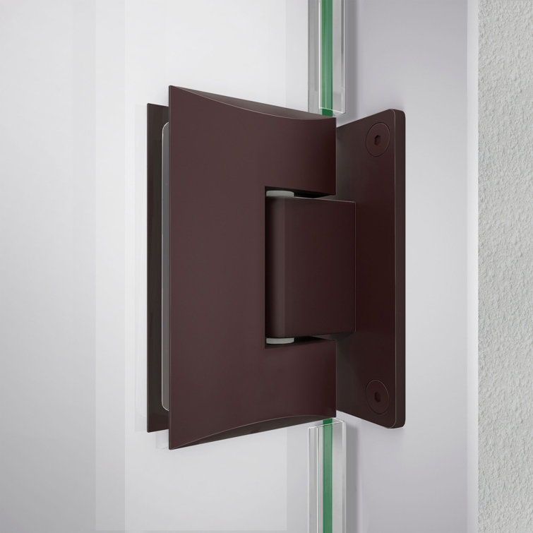 Unidoor-LS 43" Black Frameless Hinged Shower Door with ClearMax Glass