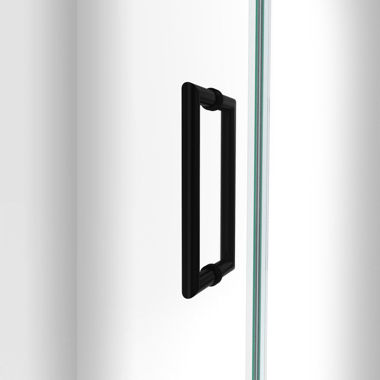 Matte Black Frameless Hinged Shower Door with Clear Glass