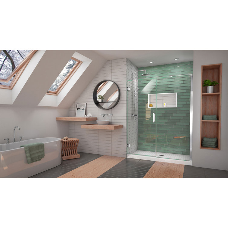 Unidoor-LS 55'' W x 72'' H Frameless Clear Glass Shower Door