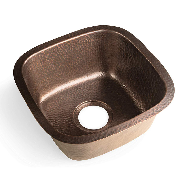 Hand Hammered Copper 15" Square Single Bowl Sink