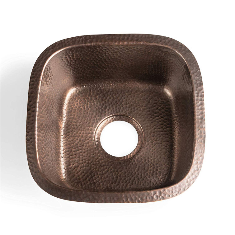 Hand Hammered Copper 15" Square Single Bowl Sink