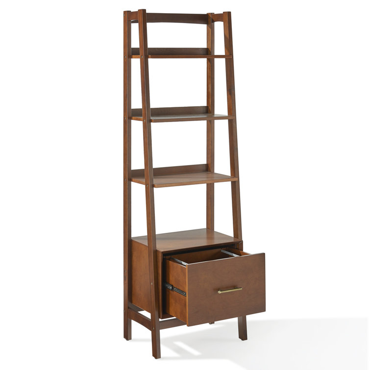 Landon Mid-Century Mahogany Narrow Etagere Bookcase
