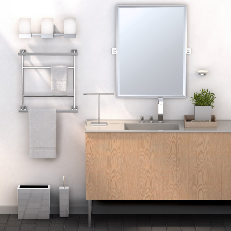 Elegant Chrome Square Toilet Brush and Holder Set