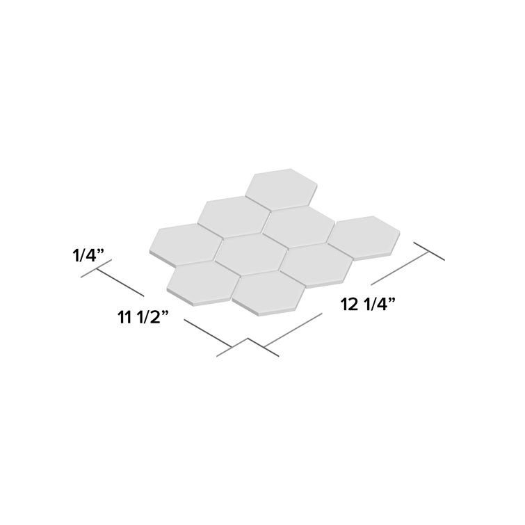 White Hexagon Porcelain Mosaic Tile Sheet