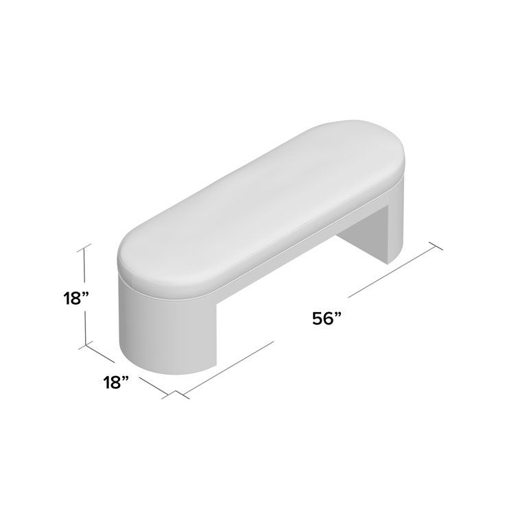 Elegant Cream Polyester 56" Transitional Upholstered Bench