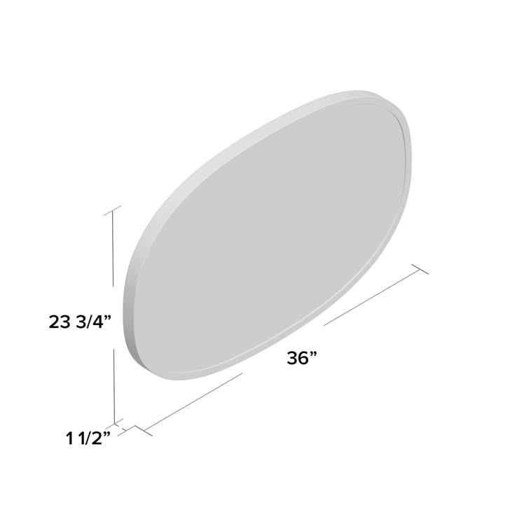 Modern Hub Oval Full-Length Wall Mirror with Grey Rubber Edge 38"x26"