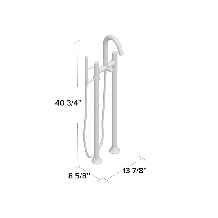 Satin Nickel Freestanding Tub Faucet with Hand Shower