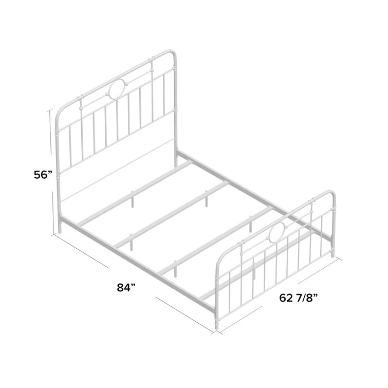 Bronze Queen Metal Frame Bed with Upholstered Headboard