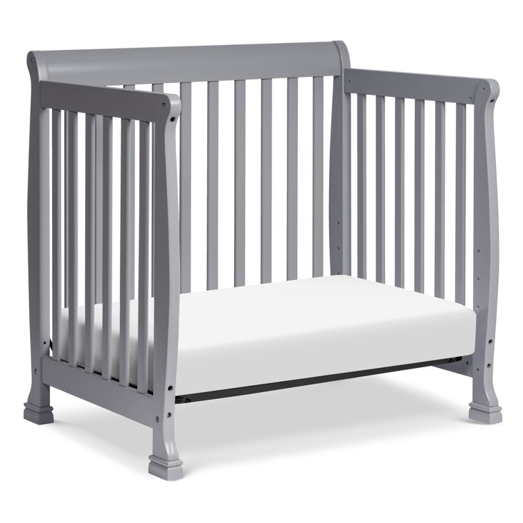 Gray Convertible Mini Crib with Twin Bed Option
