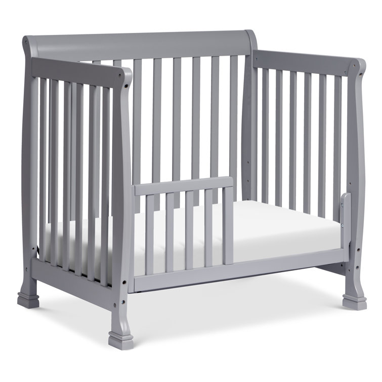 Gray Convertible Mini Crib with Twin Bed Option