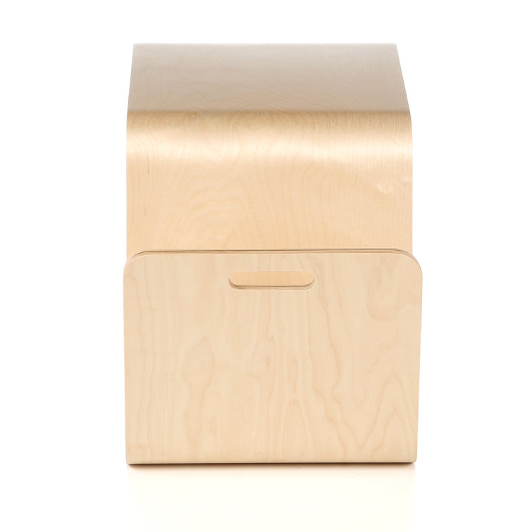 Birch Wood Modern Rectangular Side Table with Storage
