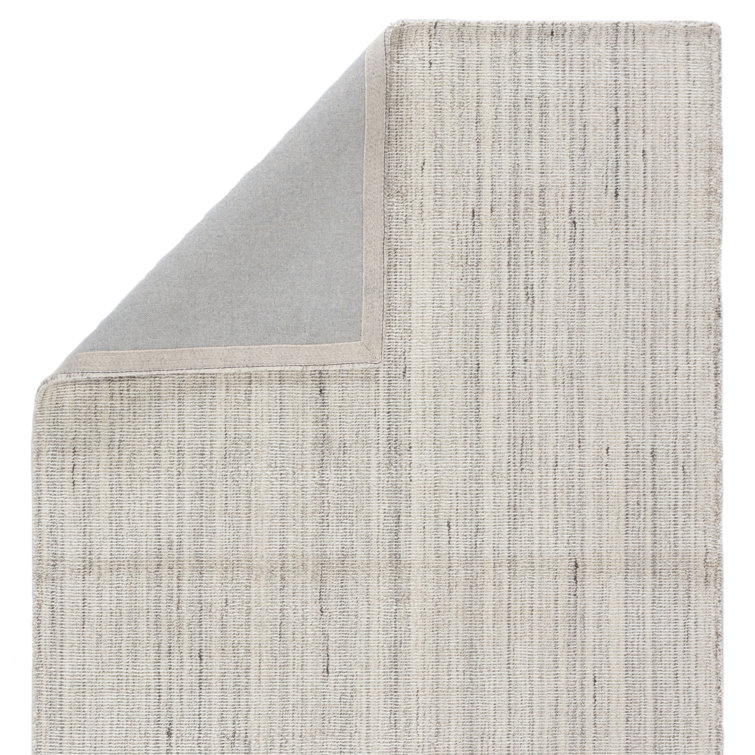 Sandshell Gray Hand Loomed Wool and Viscose Rug 9' x 13'