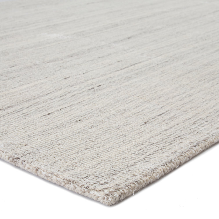Sandshell Gray Hand Loomed Wool and Viscose Rug 9' x 13'