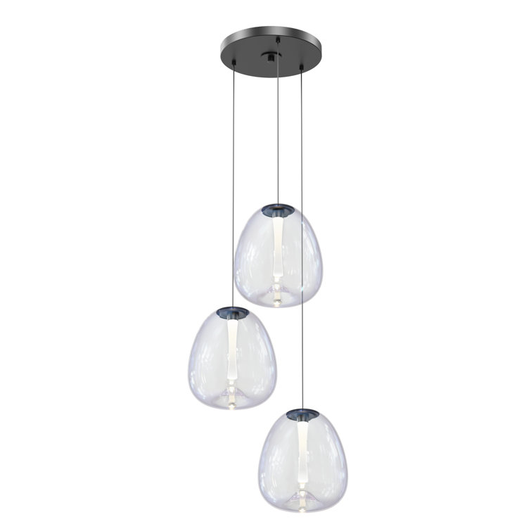 Mela 30" Black Dichroic Glass LED Cluster Pendant