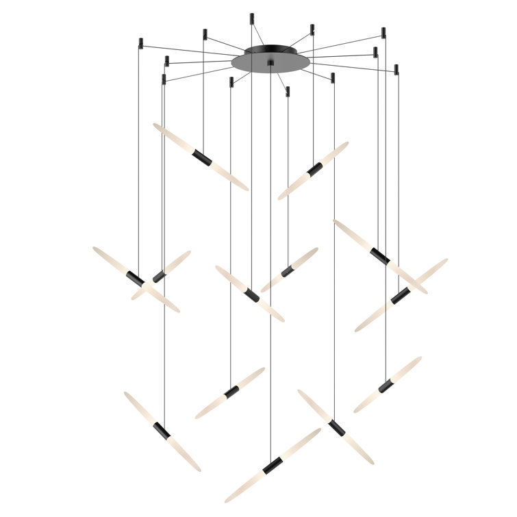 Contemporary Ballet 13-Light LED Cluster Pendant in Satin Black