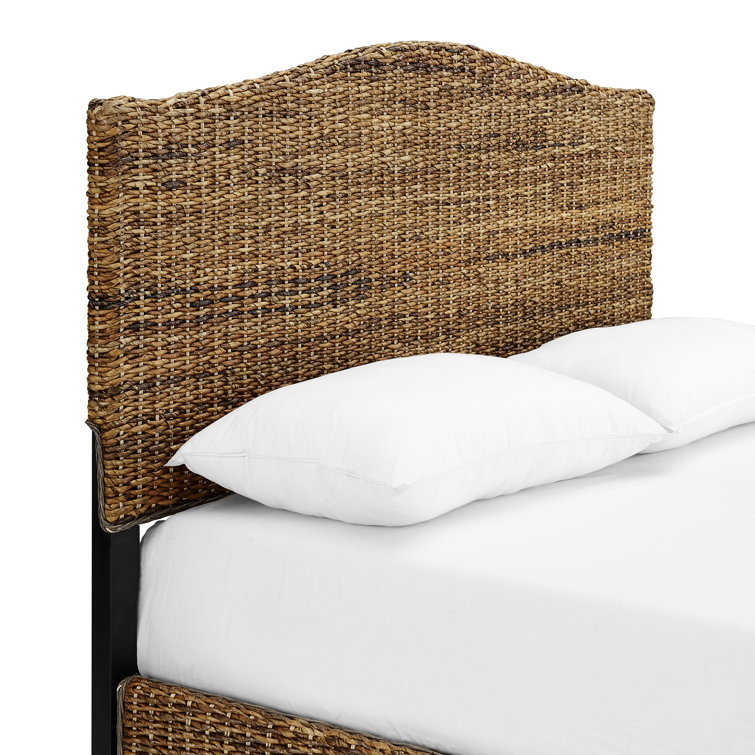 Serena Coastal King Bed with Rattan Upholstered Headboard
