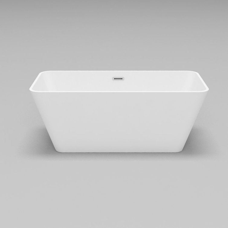 59'' Matte White Acrylic Freestanding Soaking Bathtub