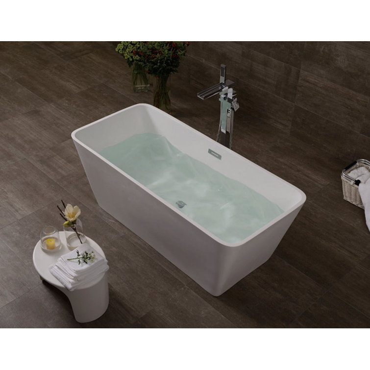 59'' Matte White Acrylic Freestanding Soaking Bathtub