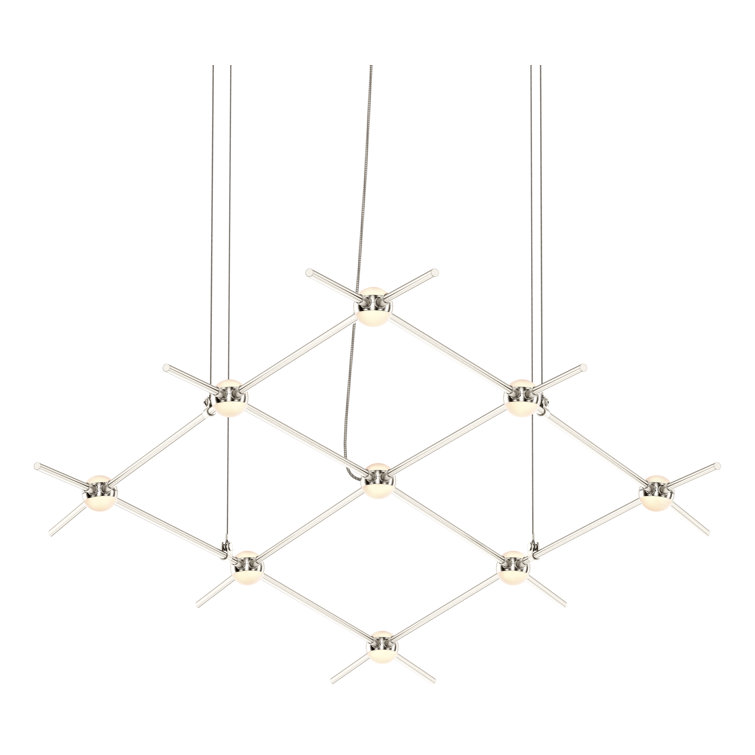 Aquarius Constellation 28'' Nickel LED Tiered Chandelier with White Optical Shade