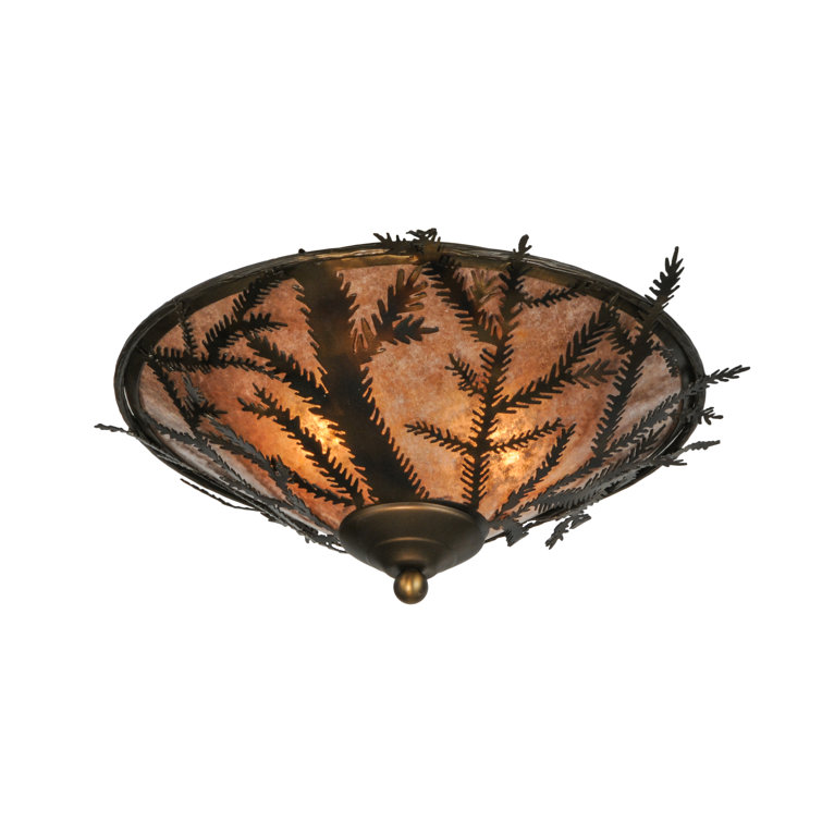 20" Silver Glass Drum Flush Mount Light