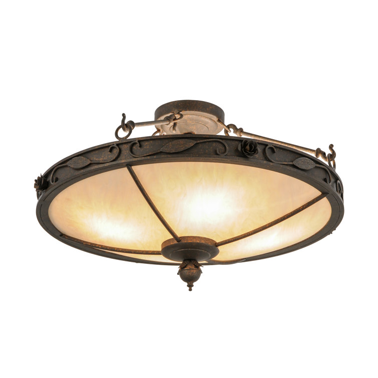 Copper Rust 28" Glass Semi Flush Mount Ceiling Light