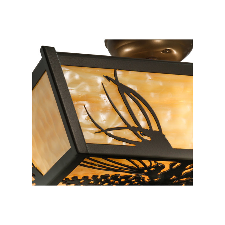 Mountain Pine 22" Bronze & Glass Nature-Inspired Ceiling Pendant