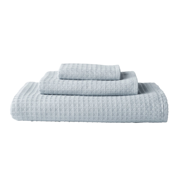 Ocean Blue Waffle Weave Cotton Bath Towel