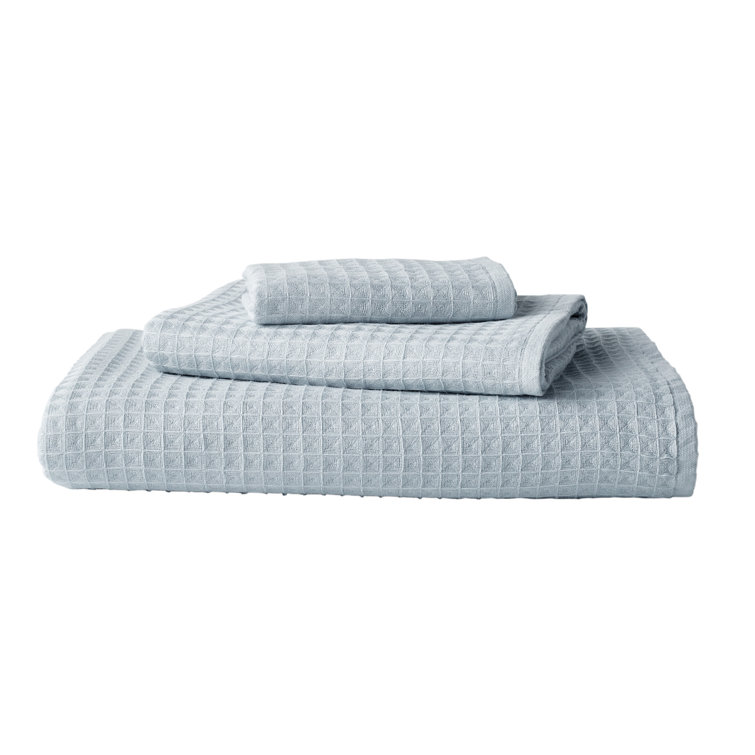 Ocean Blue Waffle Weave Cotton Bath Towel