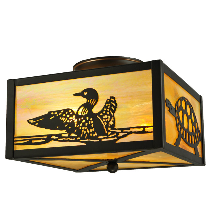 Adirondack Wildlife 7" Bronze & Glass LED Flush Mount