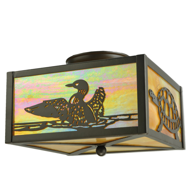 Adirondack Wildlife 7" Bronze & Glass LED Flush Mount