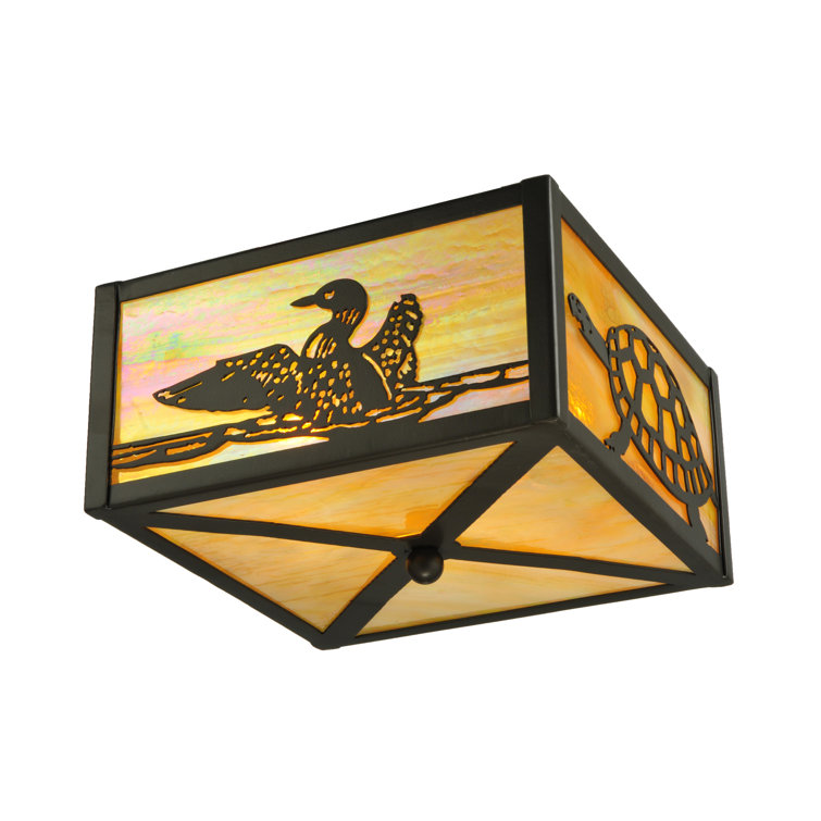 Adirondack Wildlife 7" Bronze & Glass LED Flush Mount