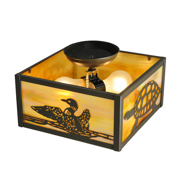 Adirondack Wildlife 7" Bronze & Glass LED Flush Mount