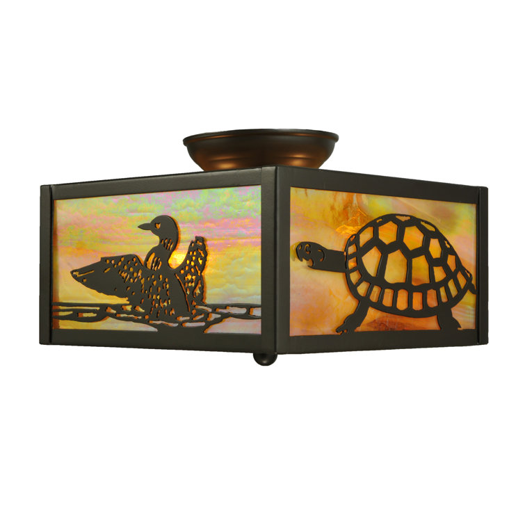 Adirondack Wildlife 7" Bronze & Glass LED Flush Mount