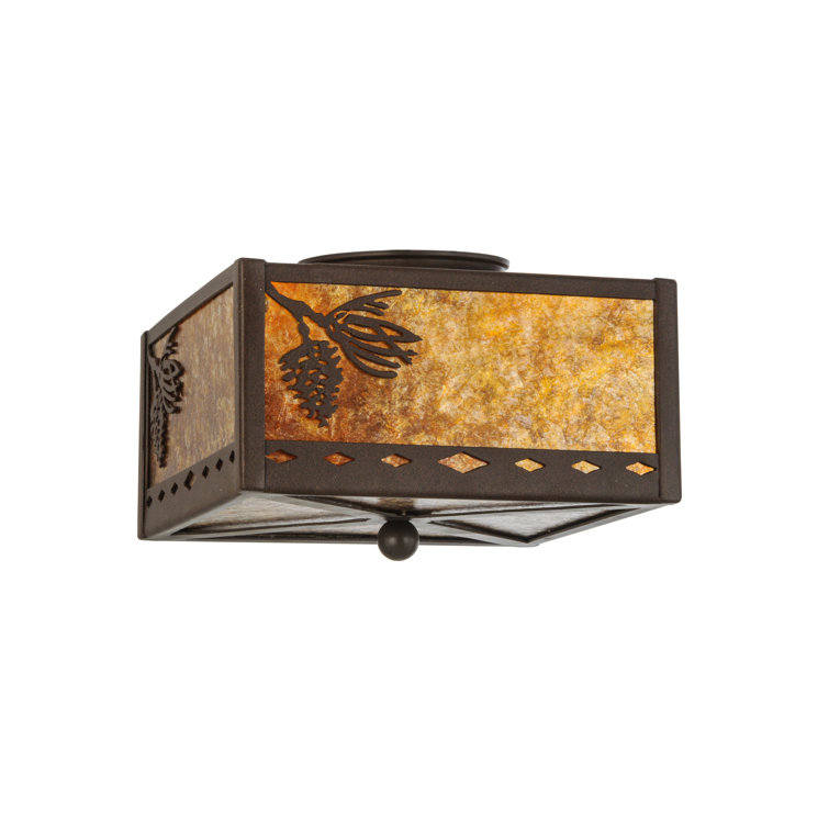 Bronze and Glass 14.5" Indoor/Outdoor Flushmount Light