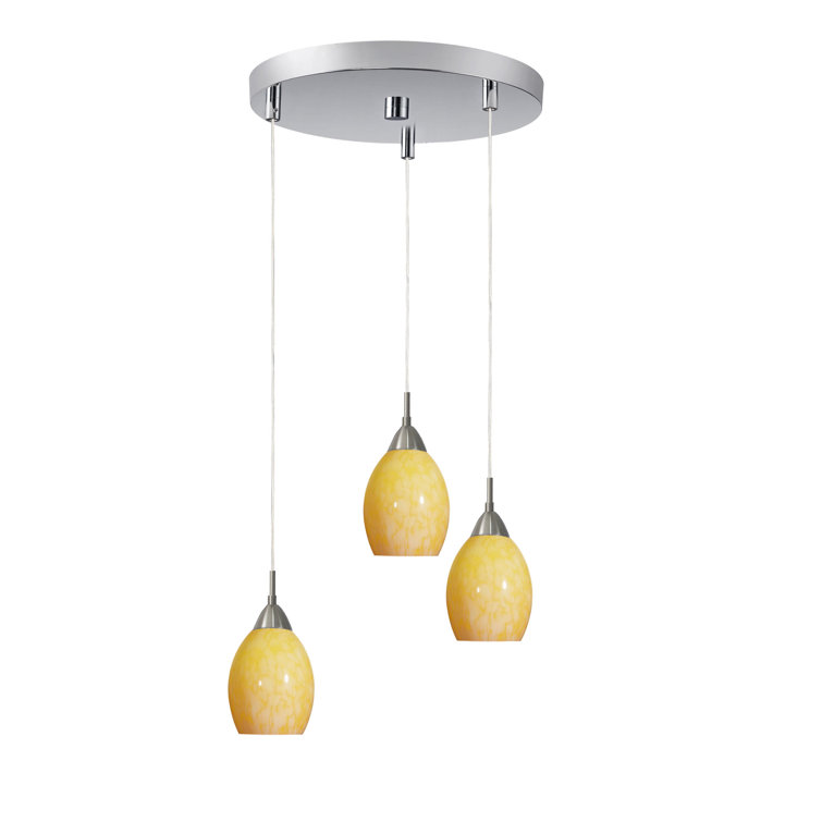 Duvet Glass Satin Nickel 3-Light Pendant