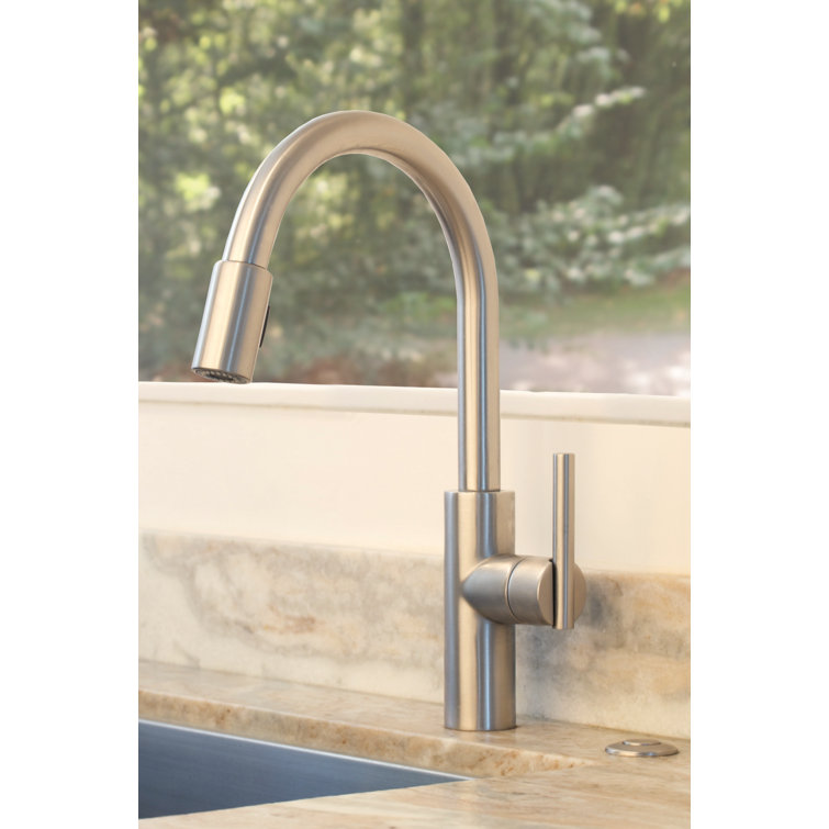 Polished Gold Single Handle Kitchen Faucet with Pull-out Spray
