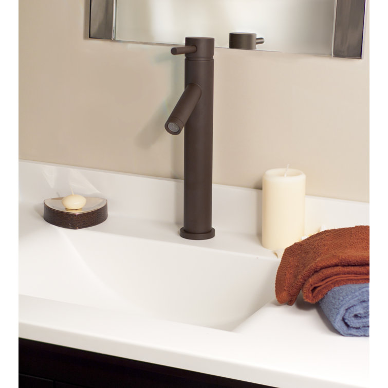 East Linear Antique Brass Single Hole Vessel Sink Faucet