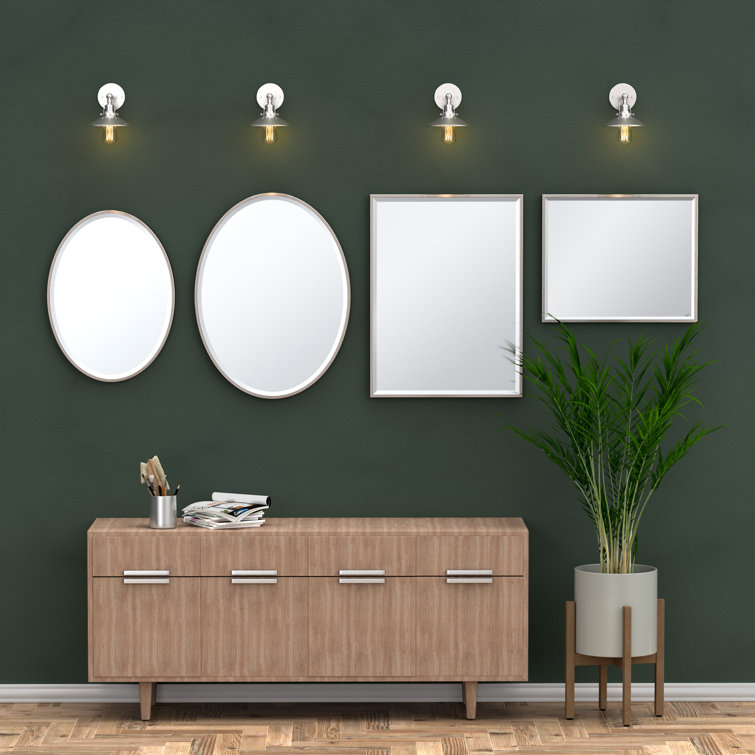 Satin Nickel Rectangular Metal Framed Wall Mirror