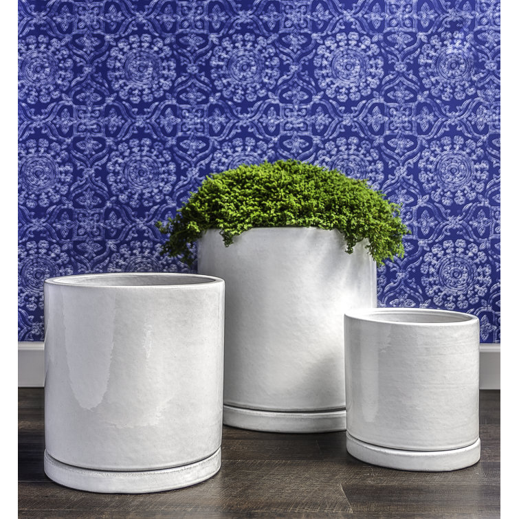 Minimalist White Cylinder Handmade Indoor/Outdoor Planter Set
